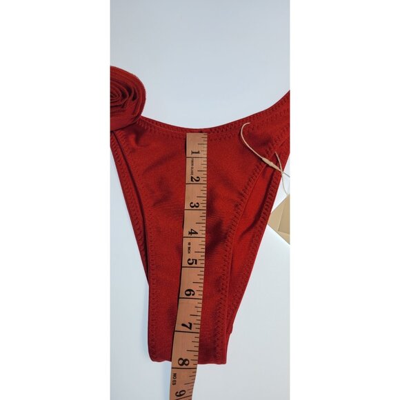 SAME Los Angeles Bottom Swim  Womens High Rise Rosette Red  Small - Picture 2 of 4